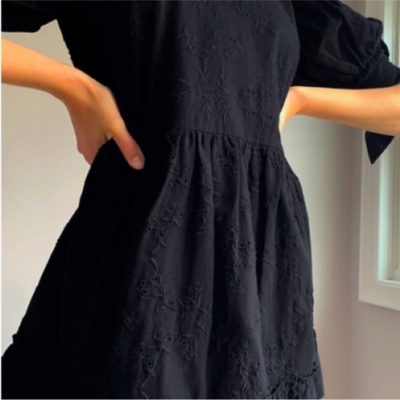Aritzia Sunday Best Oregold Black Eyelet Cotton Linen Dress XXS - Picture 4 of 15